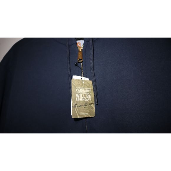 Carhartt Men's Sz L Dark Blue Rain Defender Thermal Lined Hooded Sweatshirt $200 - Picture 3 of 13